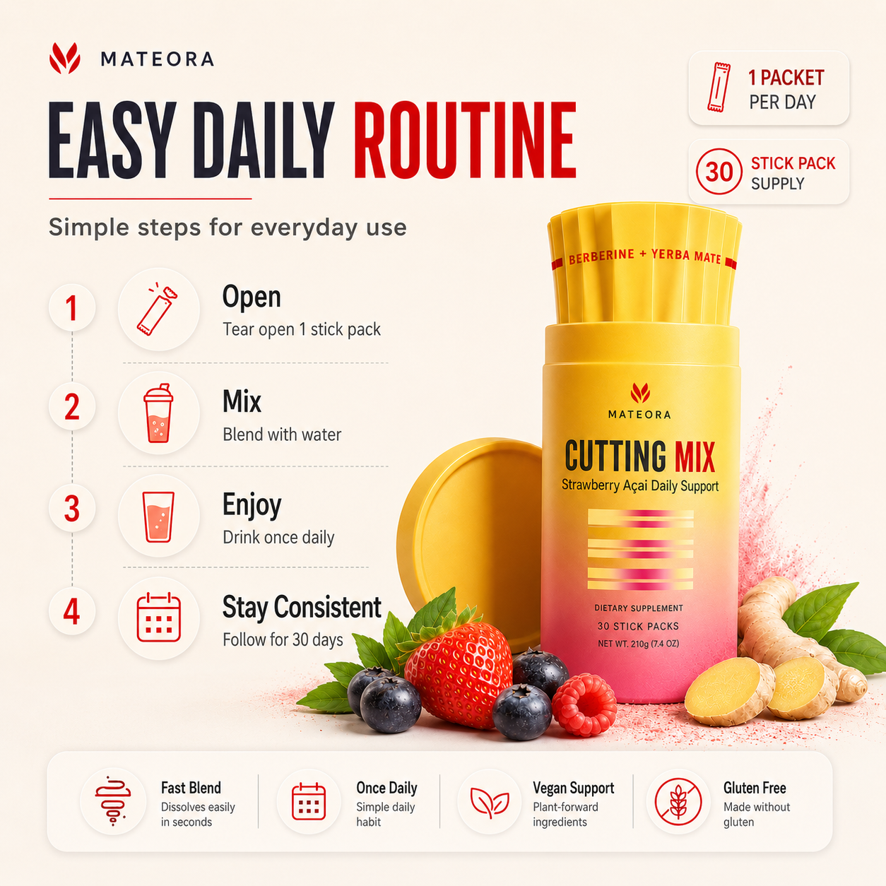 MATEORA Cutting Mix™ — Strawberry Açaí